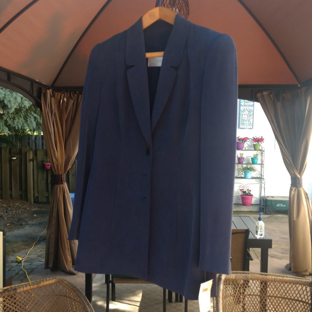 Vintage Dana Buchman navy silk pant suit sz 6 NWT